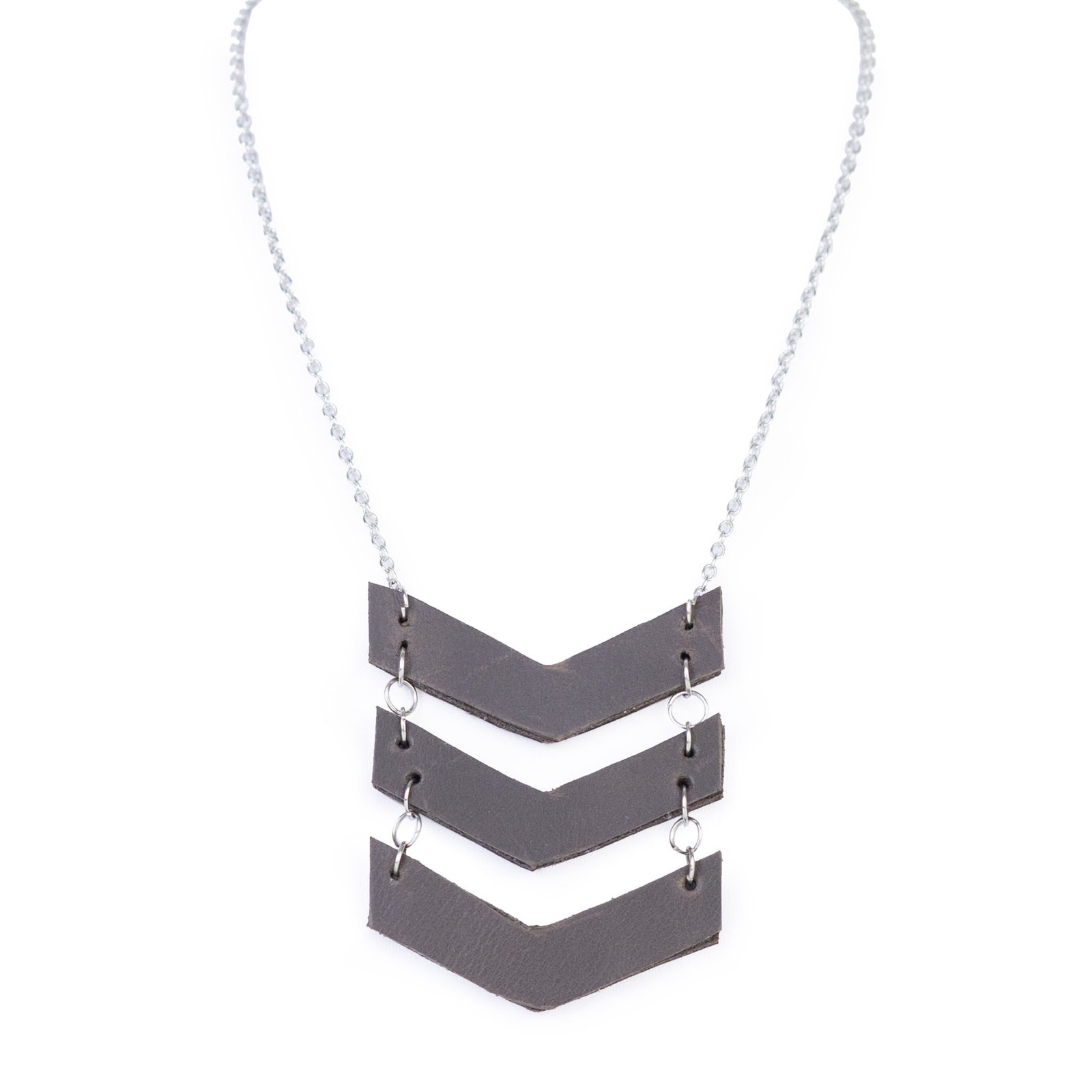 leather chevron necklace