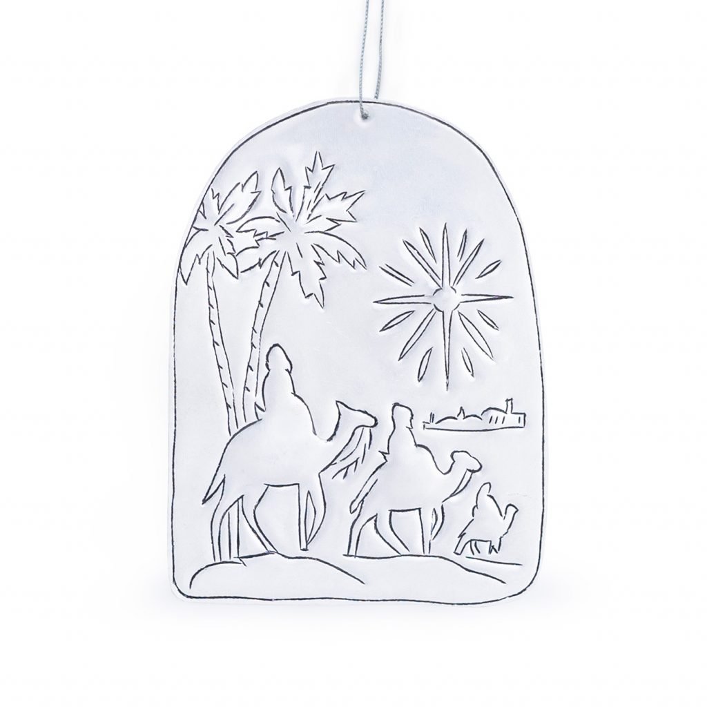 wisemen on camel tin ornament