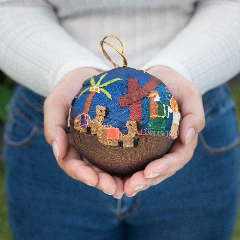 silk nativity ornament