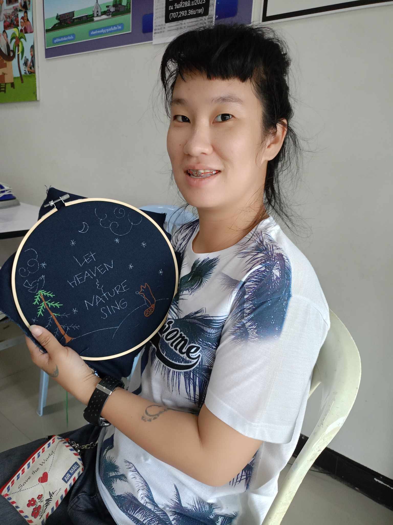 Koi making embroidery hoops