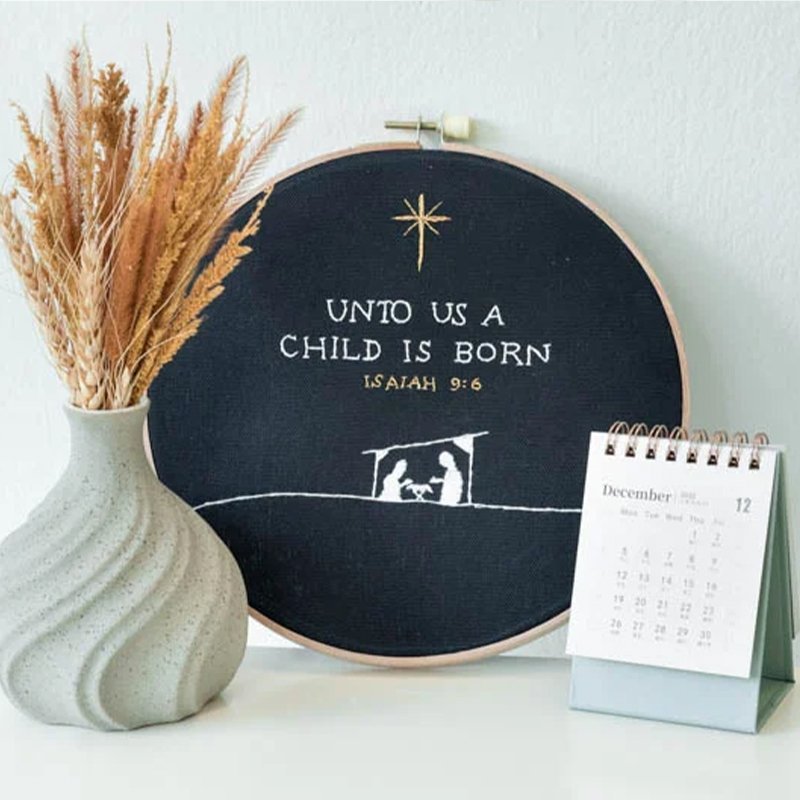 for unto us a child is born large embroidery hoop - Image 2