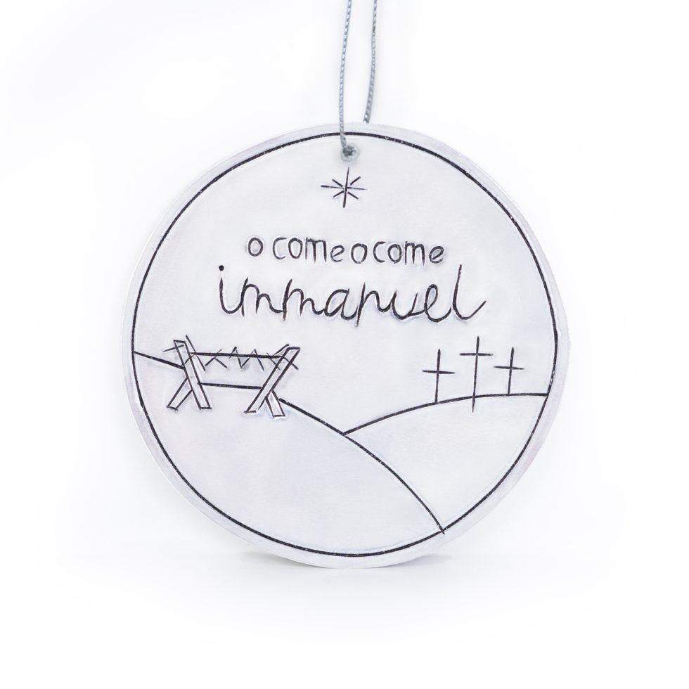 Tin Ornament O Come O Come Immanuel