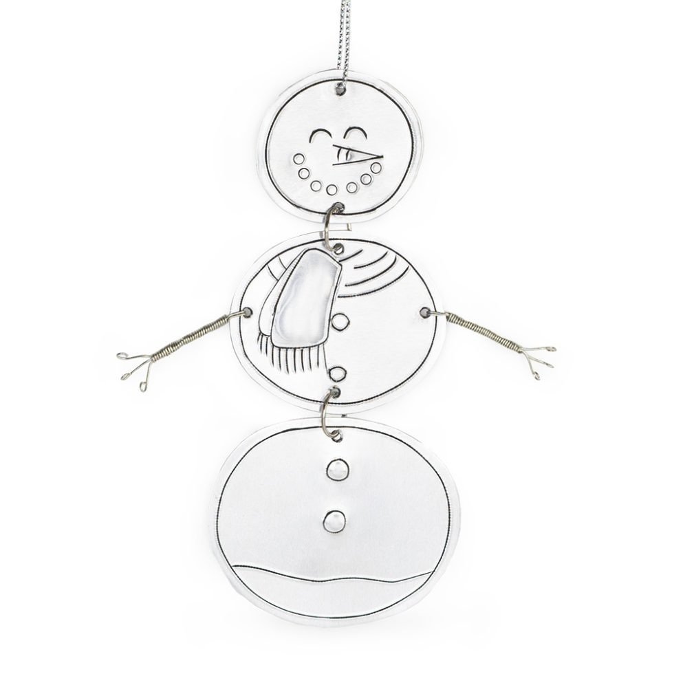 tin ornament - snowball snowman