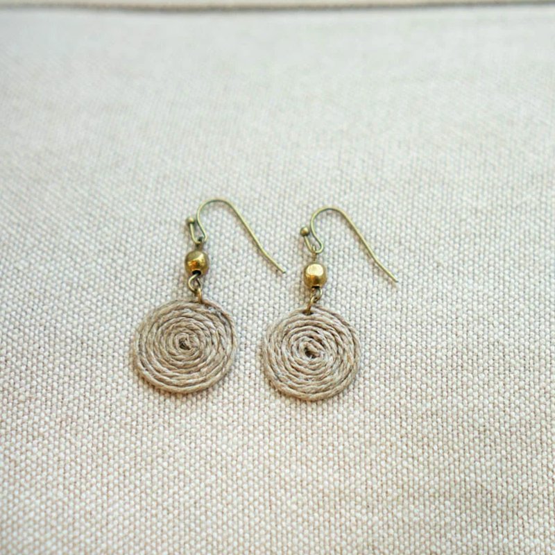 burlap spiral charm earrings - Image 2