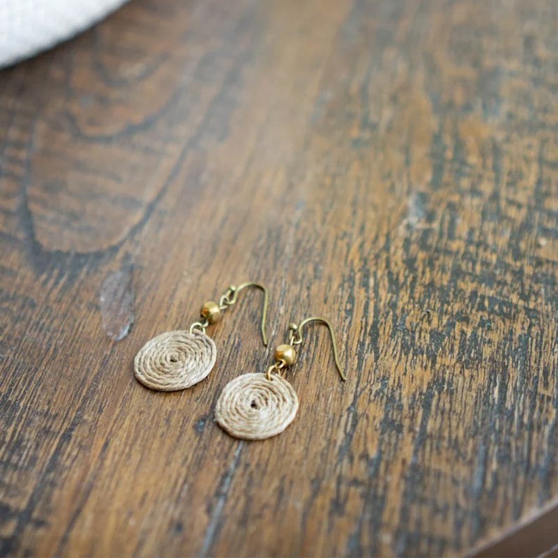 burlap spiral charm earrings - Image 3