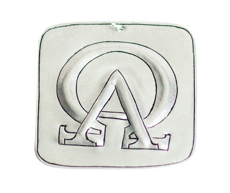 tin ornament - alpha and omega