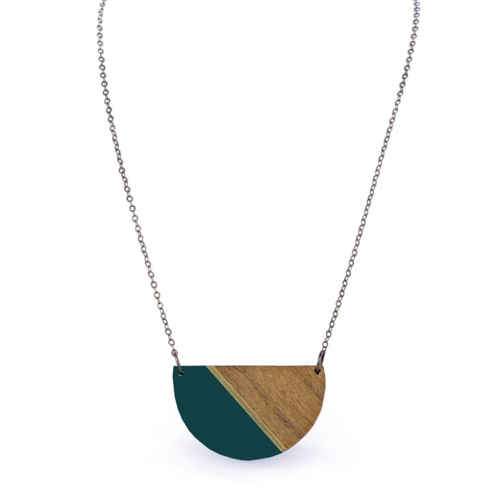painted wooden semicircle necklace