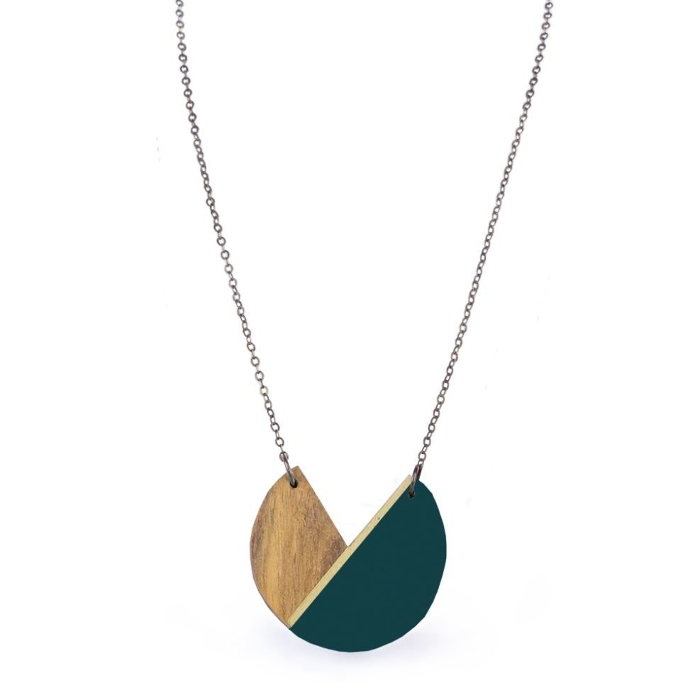 painted wooden sector necklace