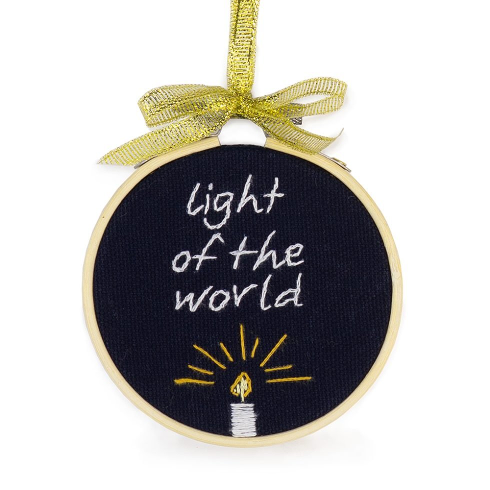embroidered light of the world ornament
